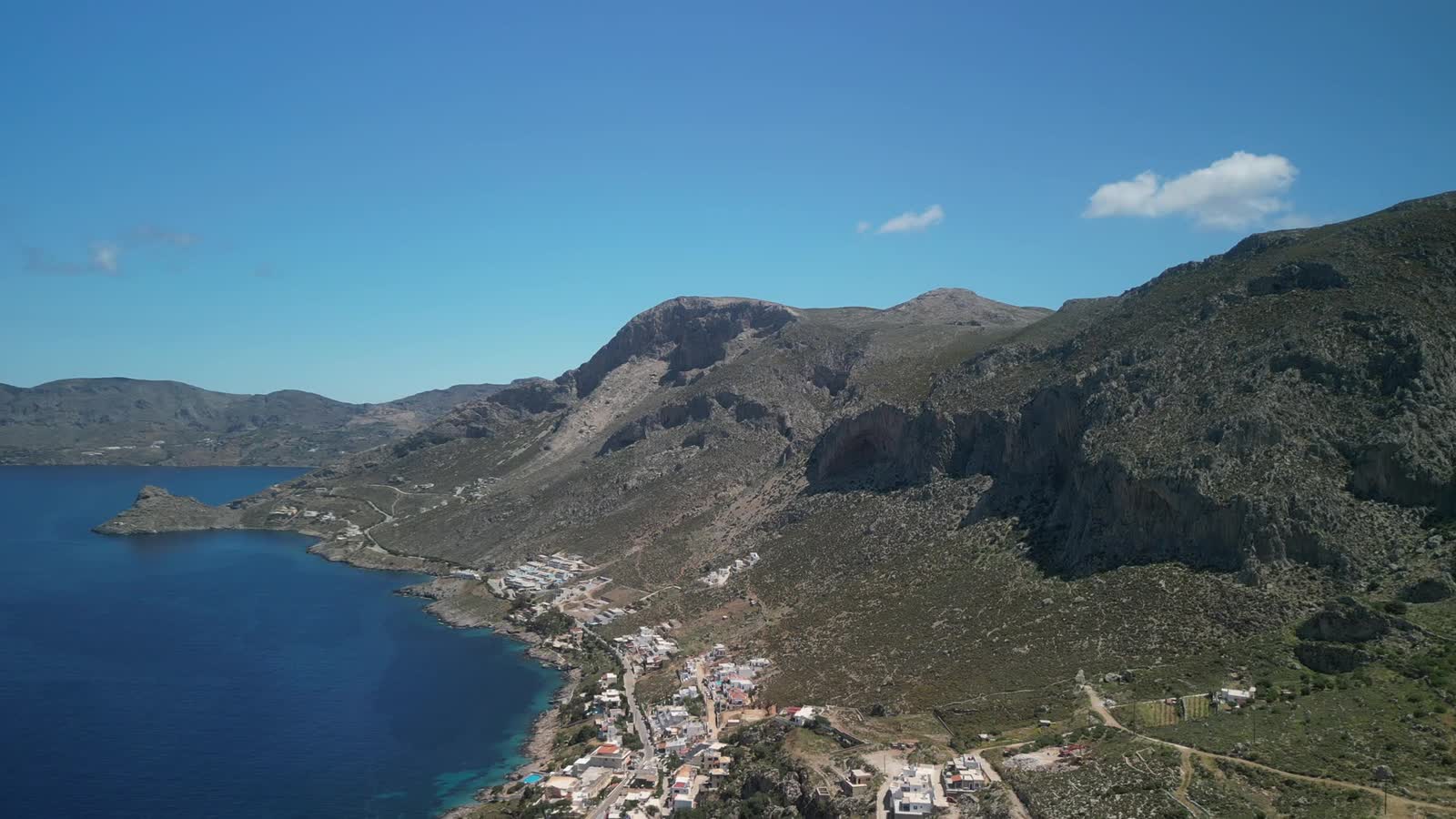 Drone view over Massouri, Kalymnos and Telendos island — Ibiscus Kalymnos